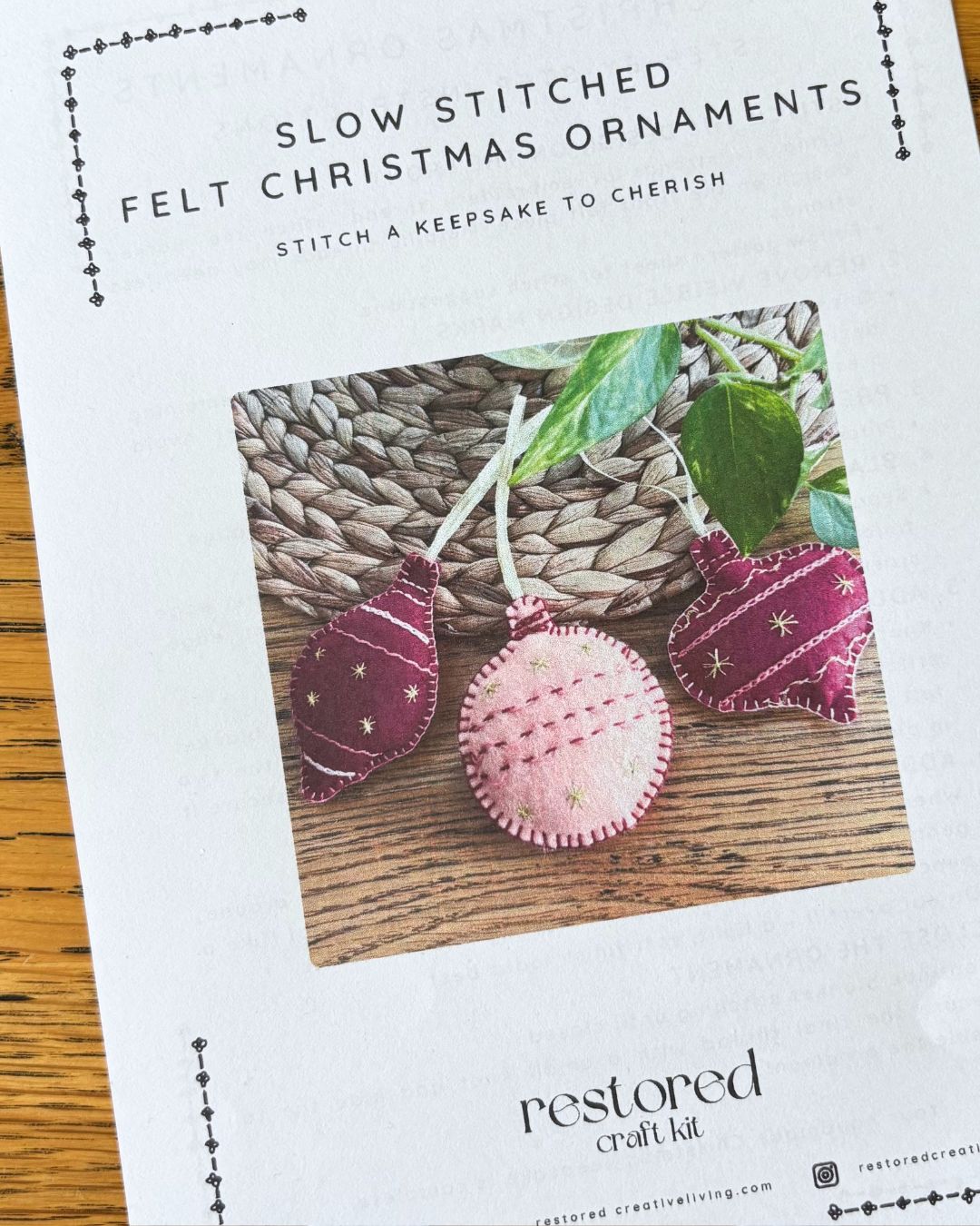Slow Stitched Felt Christmas Ornaments Craft Kit