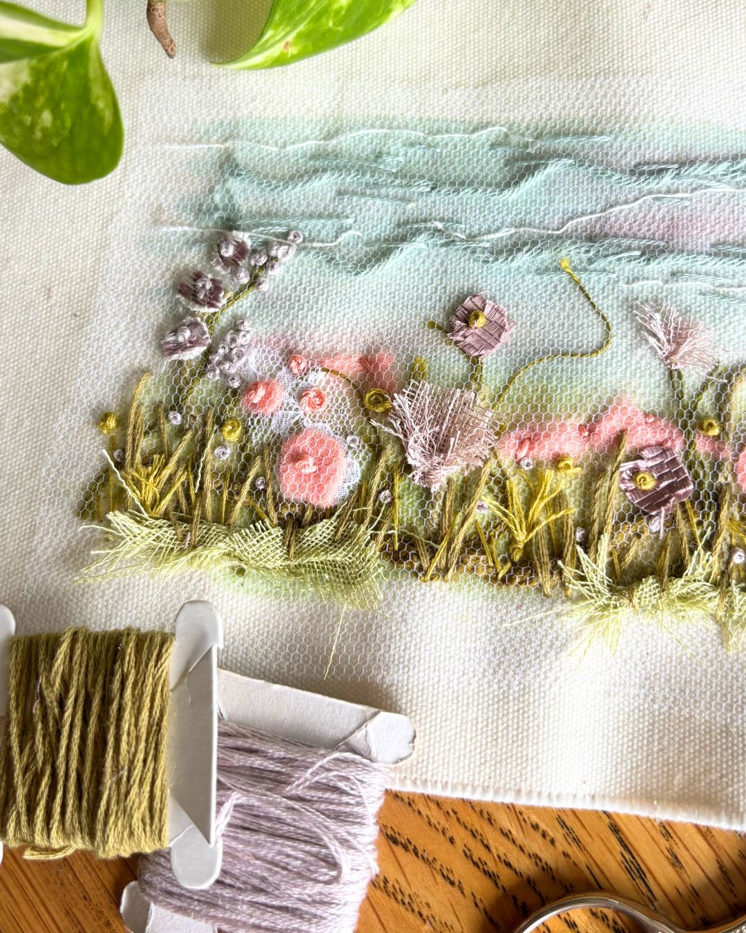 Slow Stitched Summer Meadow~ Mixed Media Tiny Landscape: Sat 17 Jan