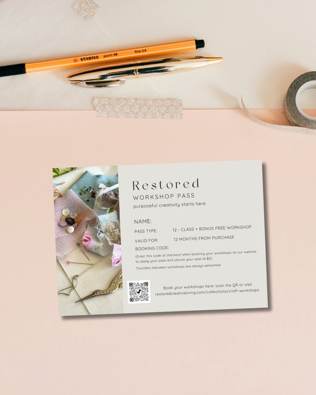 12 - Class Workshop Pass ~ Save $13 per Workshop + 1 Free Class