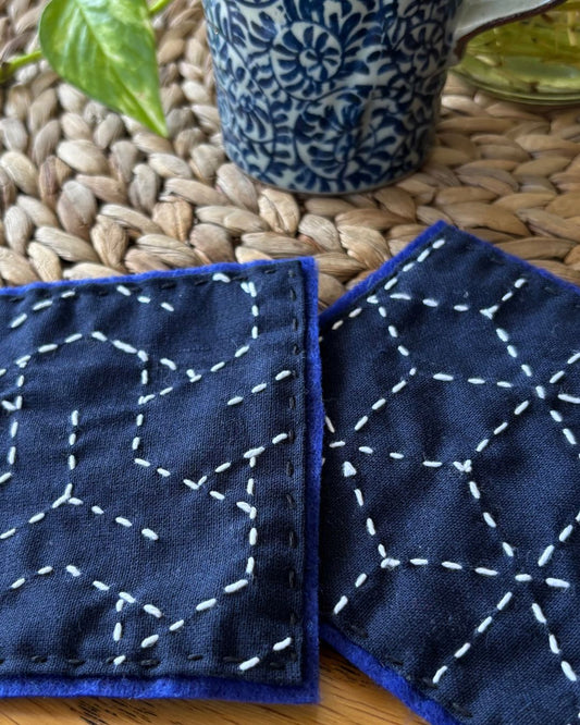 Sashiko Style Slow-Stitched Coasters: Sat 31 Jan