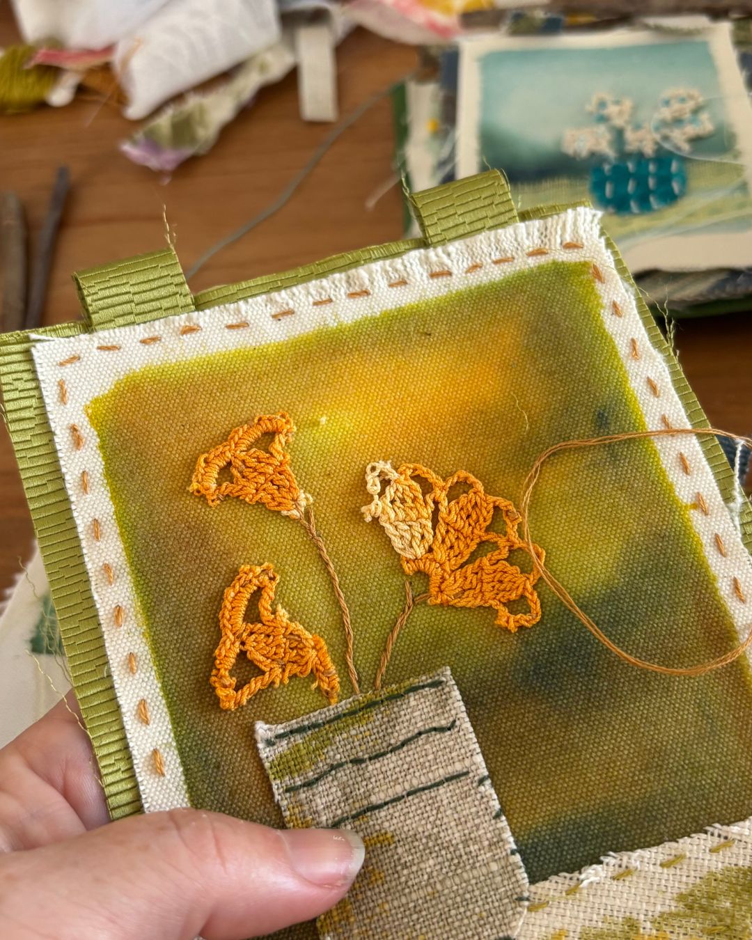 The Slow Stitched Vase ~ Small Textile Wall Hanging: Fri 16 Oct