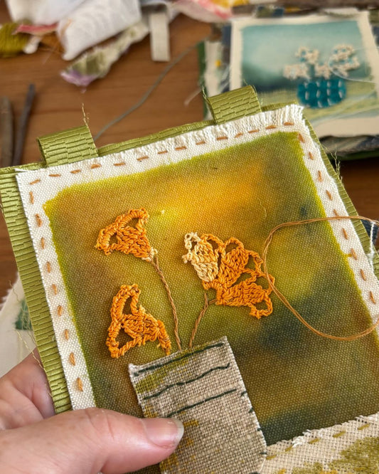 The Slow Stitched Vase ~ Small Textile Wall Hanging: Fri 16 Oct