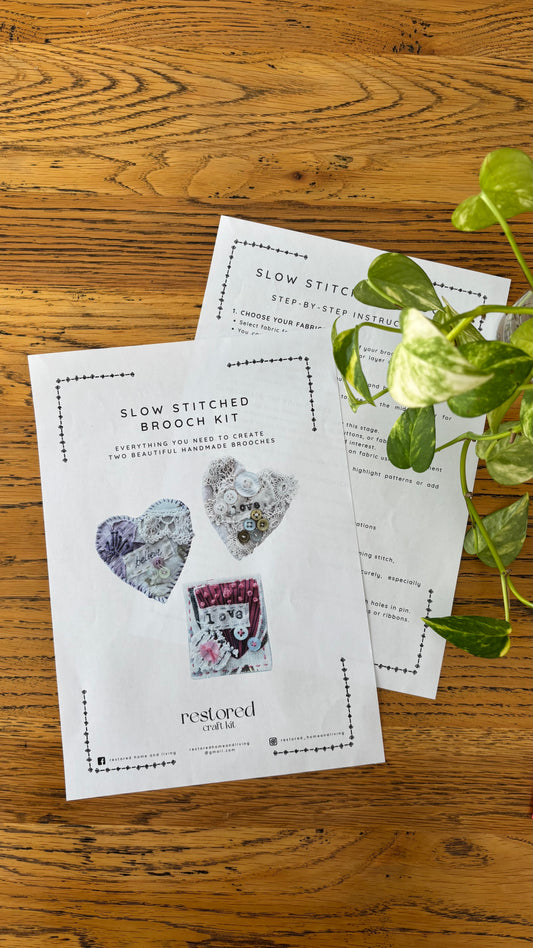 Slow Stitched Brooch Kit ~ Burnt Orange, Green, Multi