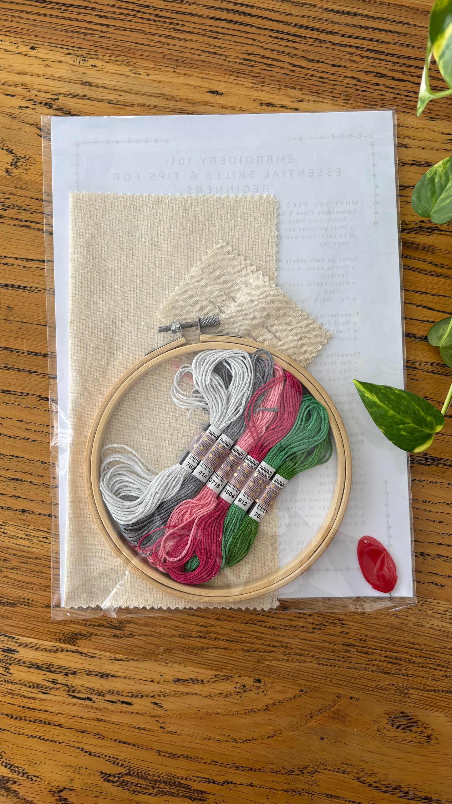 Rainbow Embroidery Sampler ~ Pink, Green, Grey