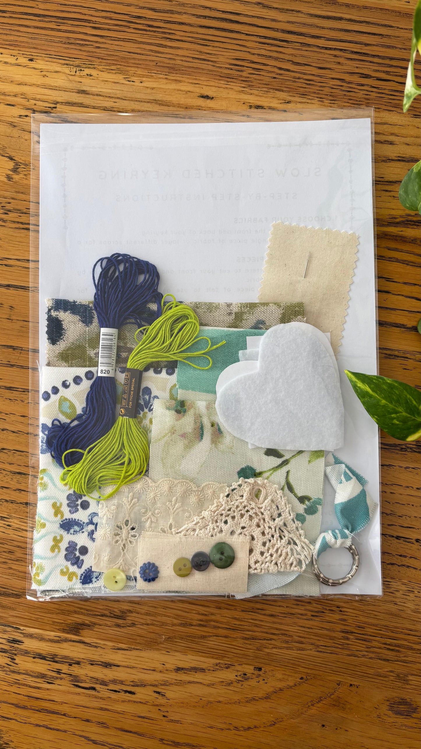 Slow Stitched Keyring Kit ~ Blue, Green, Multi