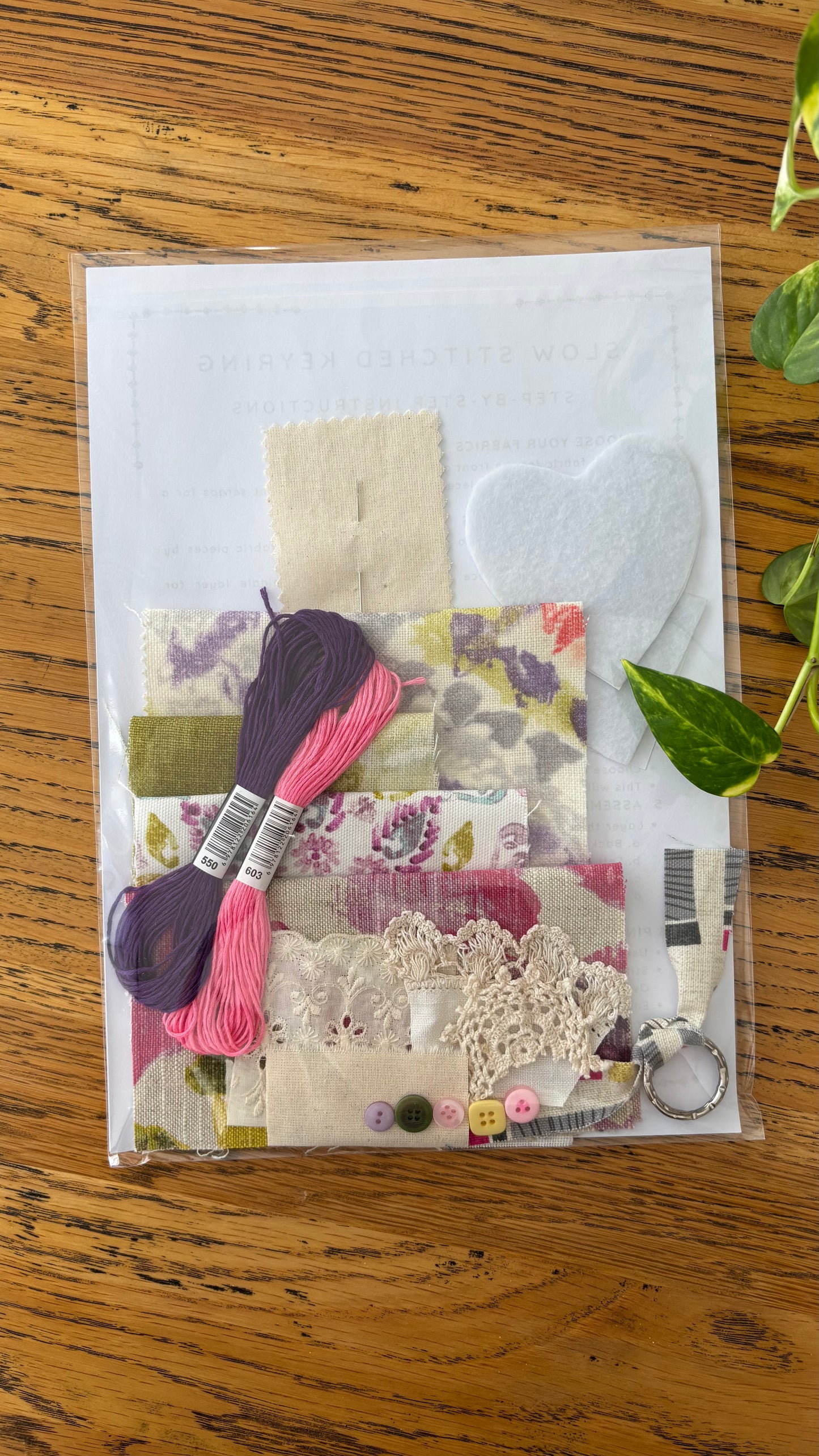 Slow Stitched Keyring Kit ~ Purple, Pink, Multi