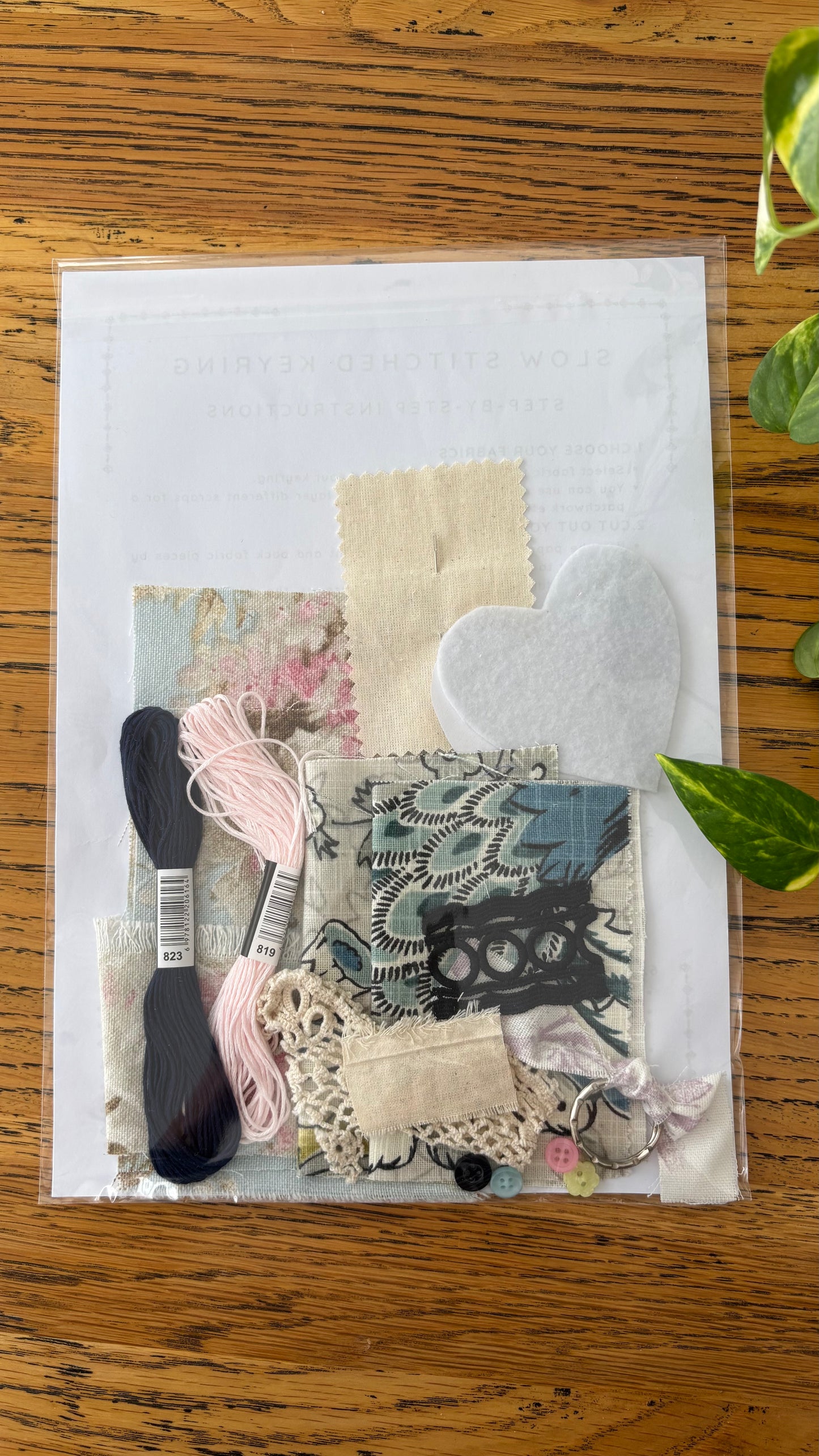 Slow Stitched Keyring Kit ~ Navy, Pink, Multi