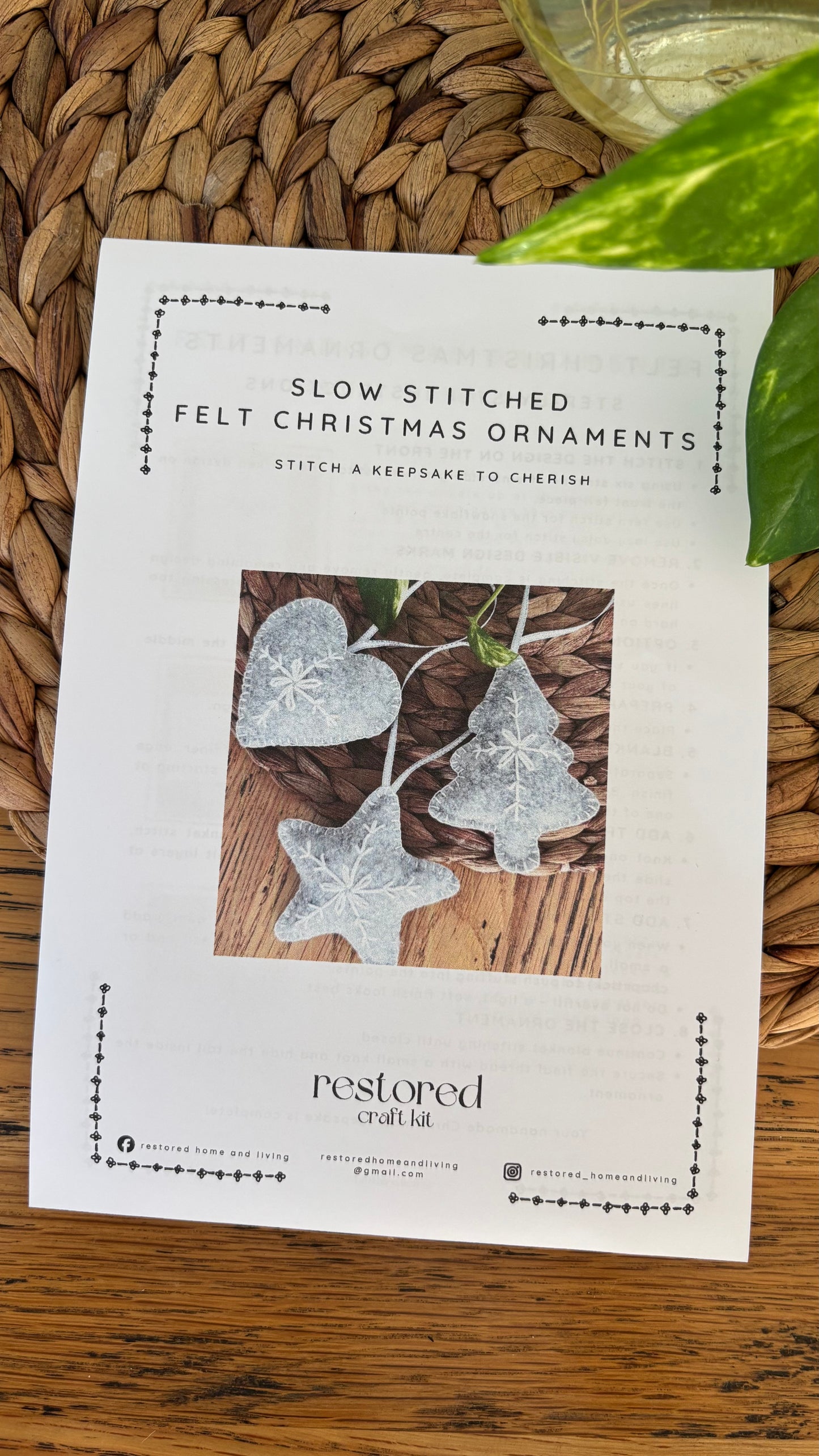 Slow Stitched Felt Christmas Ornaments Craft Kit