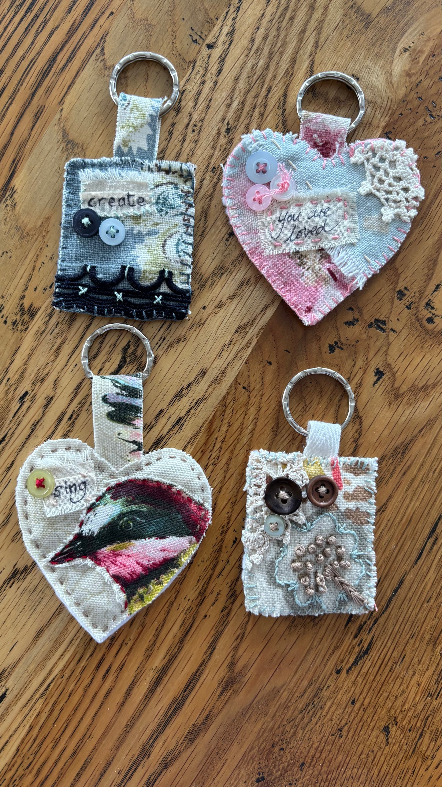 Slow Stitched Keyring Kit ~ Red, Pink, Multi